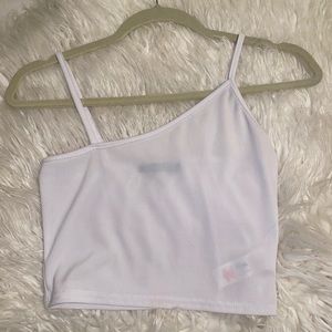 Boohoo White One Shoulder Tank Top
